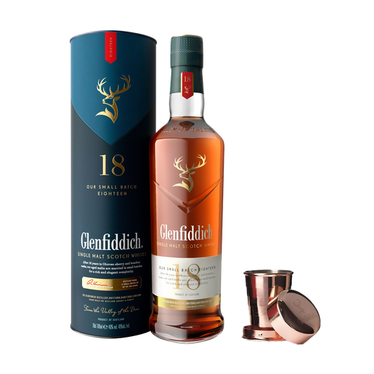Glenfiddich 18 år Single Malt Whisky 40% 70cl m. kop