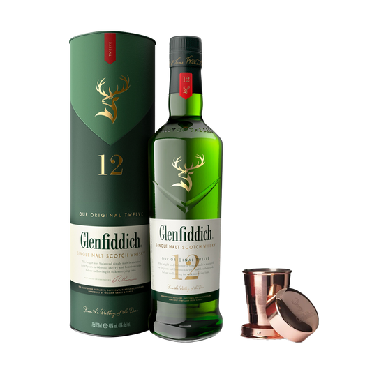 Glenfiddich 12 år Single Malt Whisky 40% 70cl m. kop